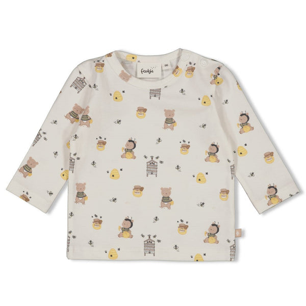Unisexs Longsleeve AOP - Honey Bear van Feetje in de kleur Offwhite in maat 62.