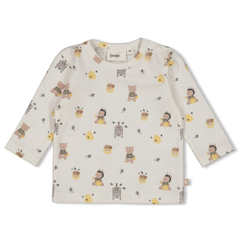 Unisexs Longsleeve AOP - Honey Bear van Feetje in de kleur Offwhite in maat 62.