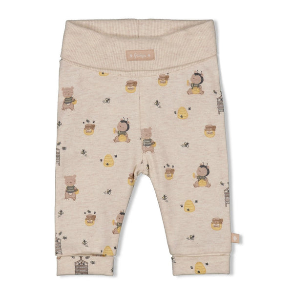 Unisexs Broek AOP - Honey Bear van Feetje in de kleur Offwhite melange in maat 62.