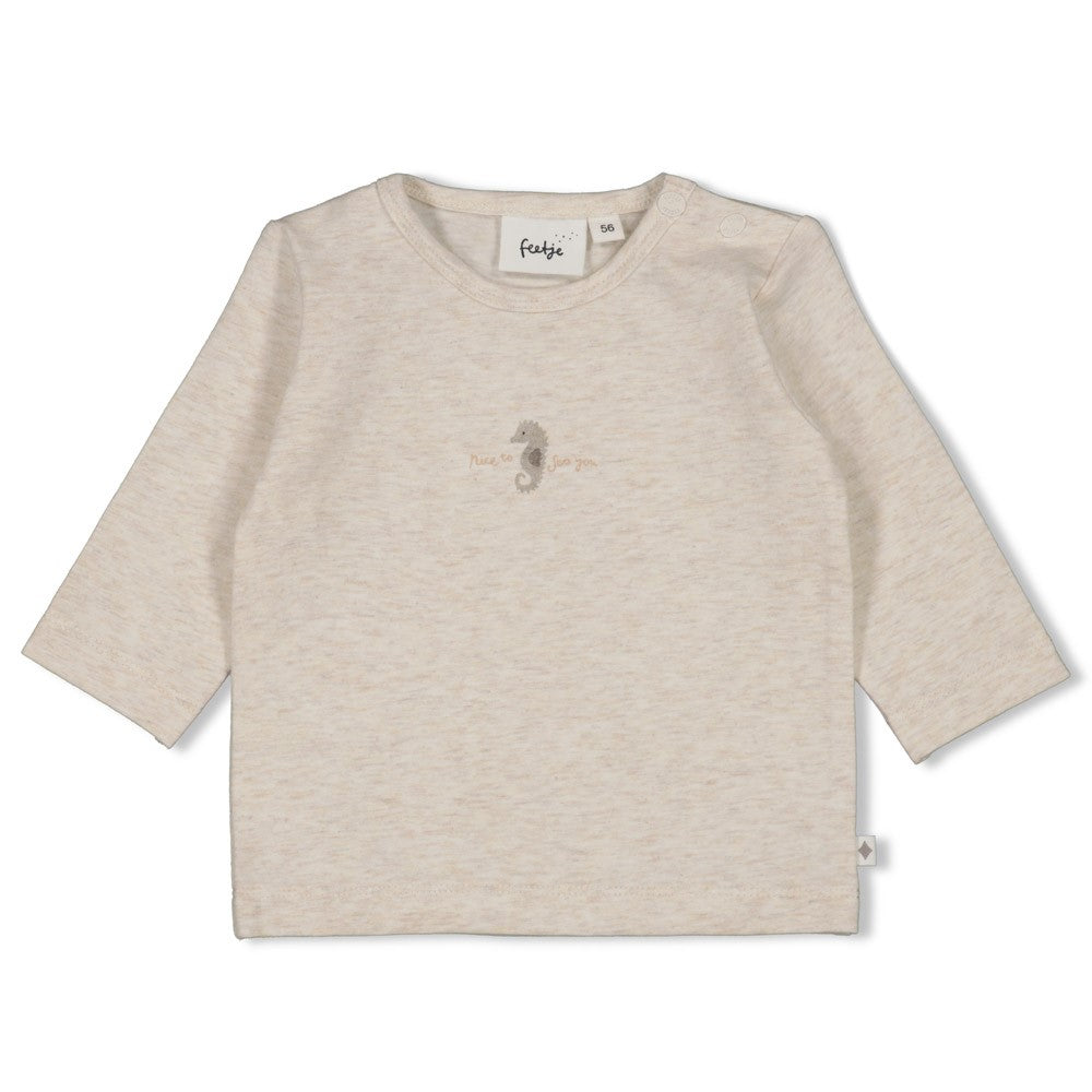 Unisexs Longsleeve - Sea Sweeties van Feetje in de kleur Offwhite melange in maat 62.