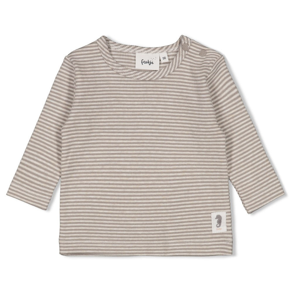 Unisexs Longsleeve rib met streep - Sea Sweeties van Feetje in de kleur Grijs in maat 62.