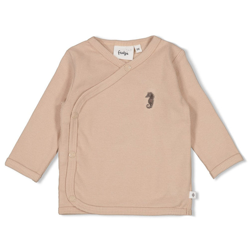 Unisexs Overslagshirt rib - Sea Sweeties van Feetje in de kleur Zand in maat 62.