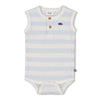 Jongens Romper rib met streep k/m - Blue Ocean van Feetje in de kleur Blauw in maat 62.