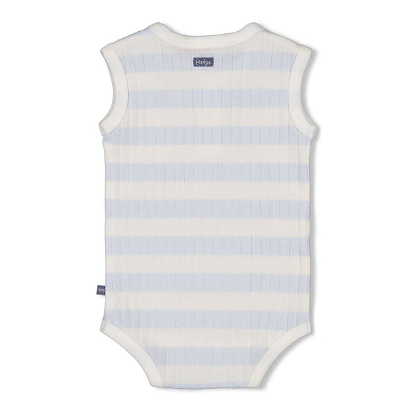 Feetje Romper rib met streep k/m - Blue Ocean