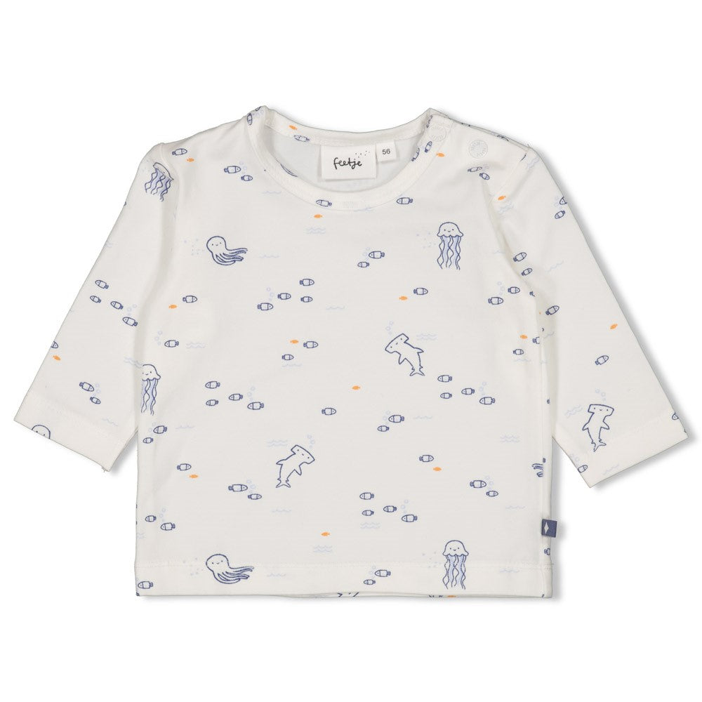 Jongens Longsleeve AOP - Blue Ocean van Feetje in de kleur Offwhite in maat 62.