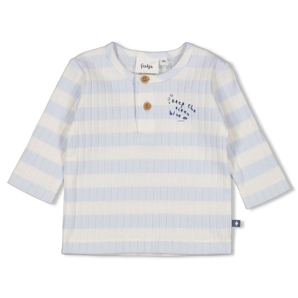 Feetje Longsleeve rib met streep - Blue Ocean