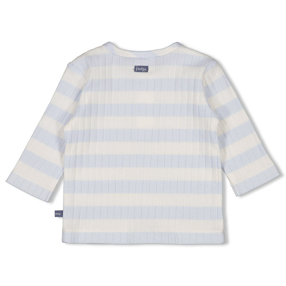 Jongens Longsleeve rib met streep - Blue Ocean van Feetje in de kleur Blauw in maat 62.