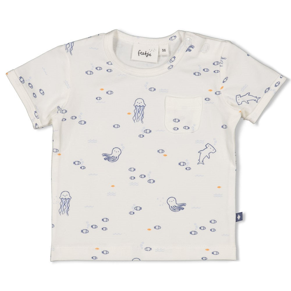 Jongens T-shirt AOP - Blue Ocean van Feetje in de kleur Offwhite in maat 62.