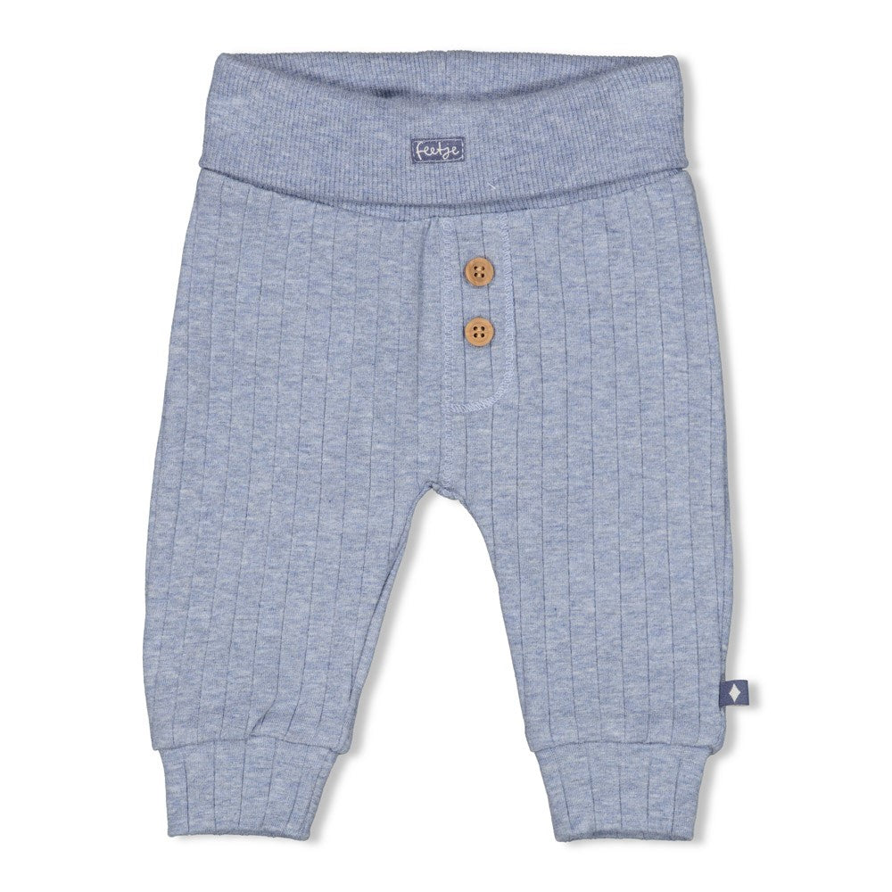 Jongens Broek rib - Blue Ocean van Feetje in de kleur Blauw melange in maat 62.