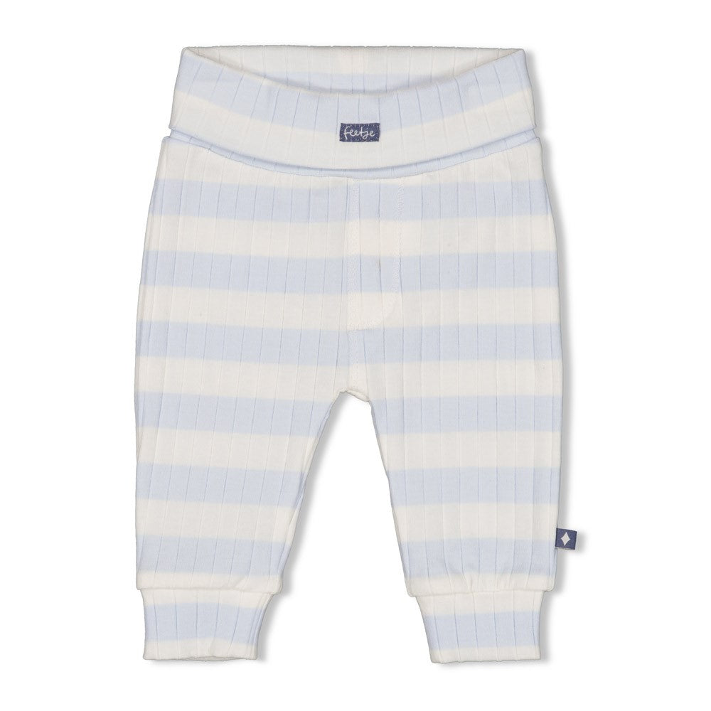 Jongens Broek rib met streep - Blue Ocean van Feetje in de kleur Blauw in maat 62.