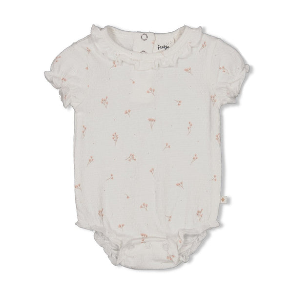 Meisjes Romper crinkle AOP k/m - Delicate Flower van Feetje in de kleur Offwhite in maat 62.