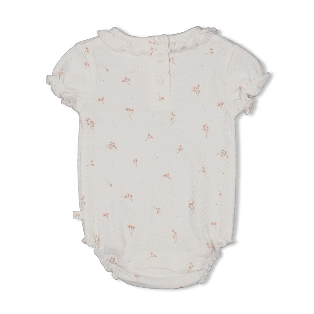 Meisjes Romper crinkle AOP k/m - Delicate Flower van Feetje in de kleur Offwhite in maat 62.
