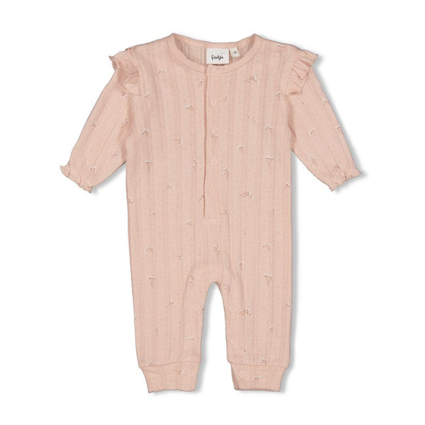 Meisjes Pak pointelle rib AOP - Delicate Flower van Feetje in de kleur l.Roze in maat 62.