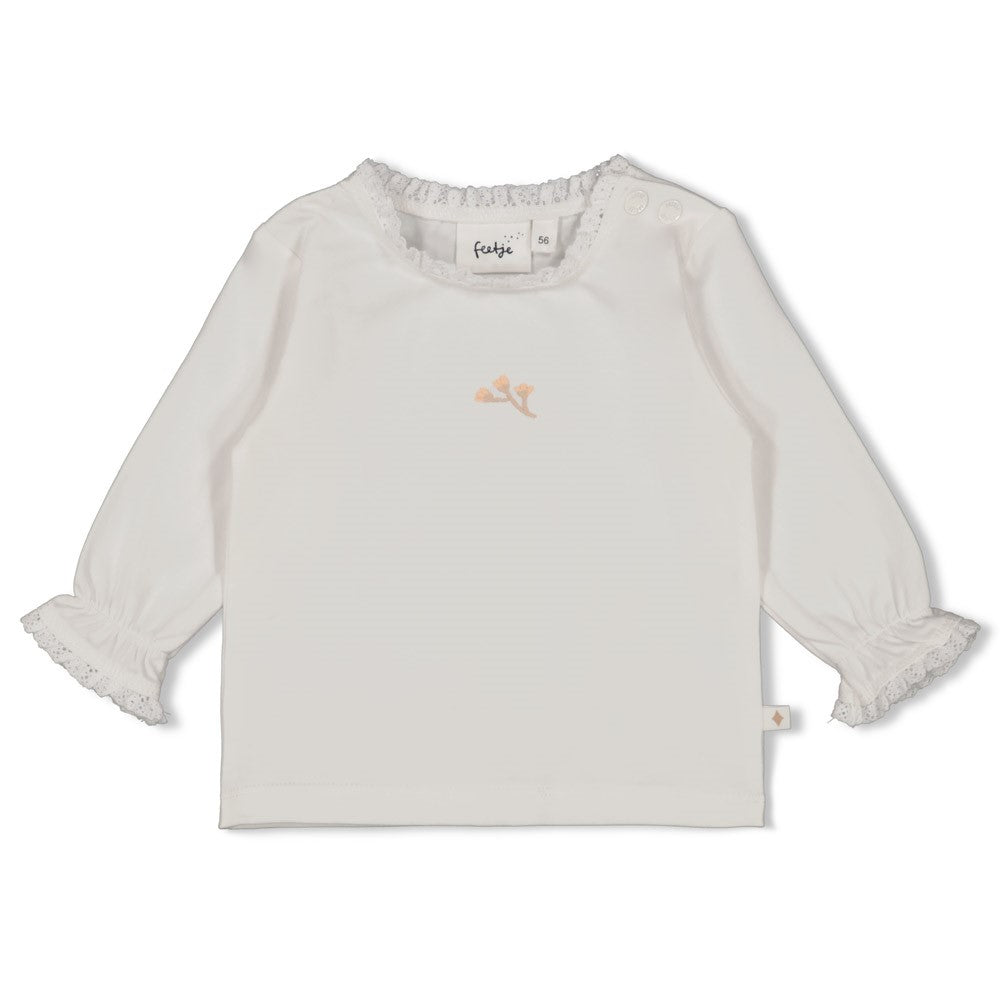 Meisjes Longsleeve - Delicate Flower van Feetje in de kleur Offwhite in maat 62.