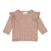 Meisjes Overslagshirt pointelle rib AOP - Delicate Flower van Feetje in de kleur Taupe in maat 62.