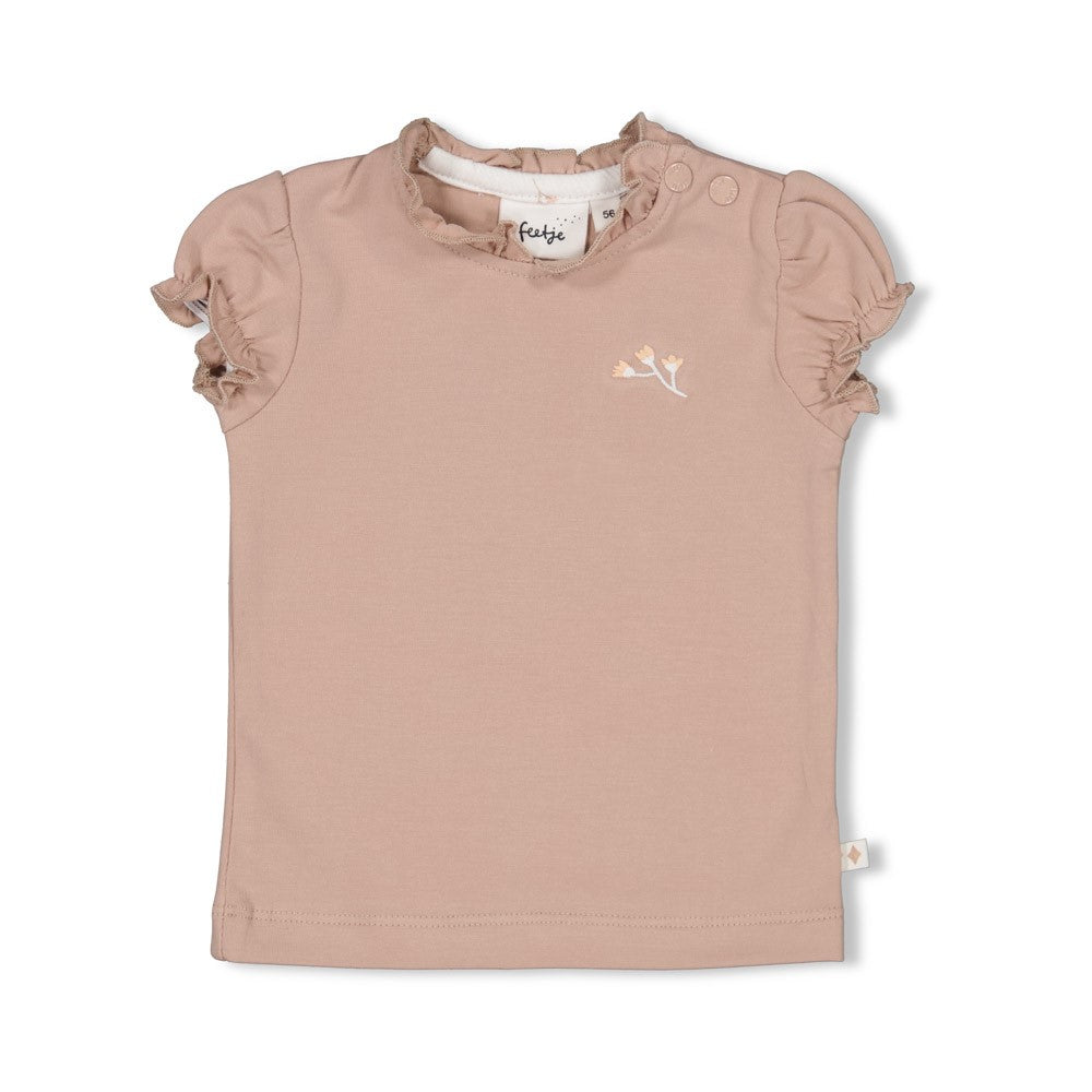 Meisjes T-shirt - Delicate Flower van Feetje in de kleur Taupe in maat 62.