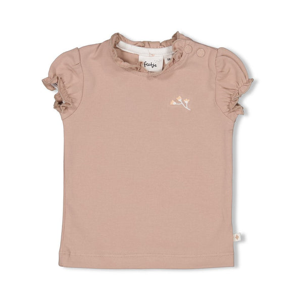 Meisjes T-shirt - Delicate Flower van Feetje in de kleur Taupe in maat 62.