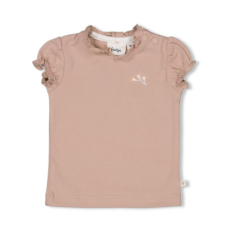 Meisjes T-shirt - Delicate Flower van Feetje in de kleur Taupe in maat 62.