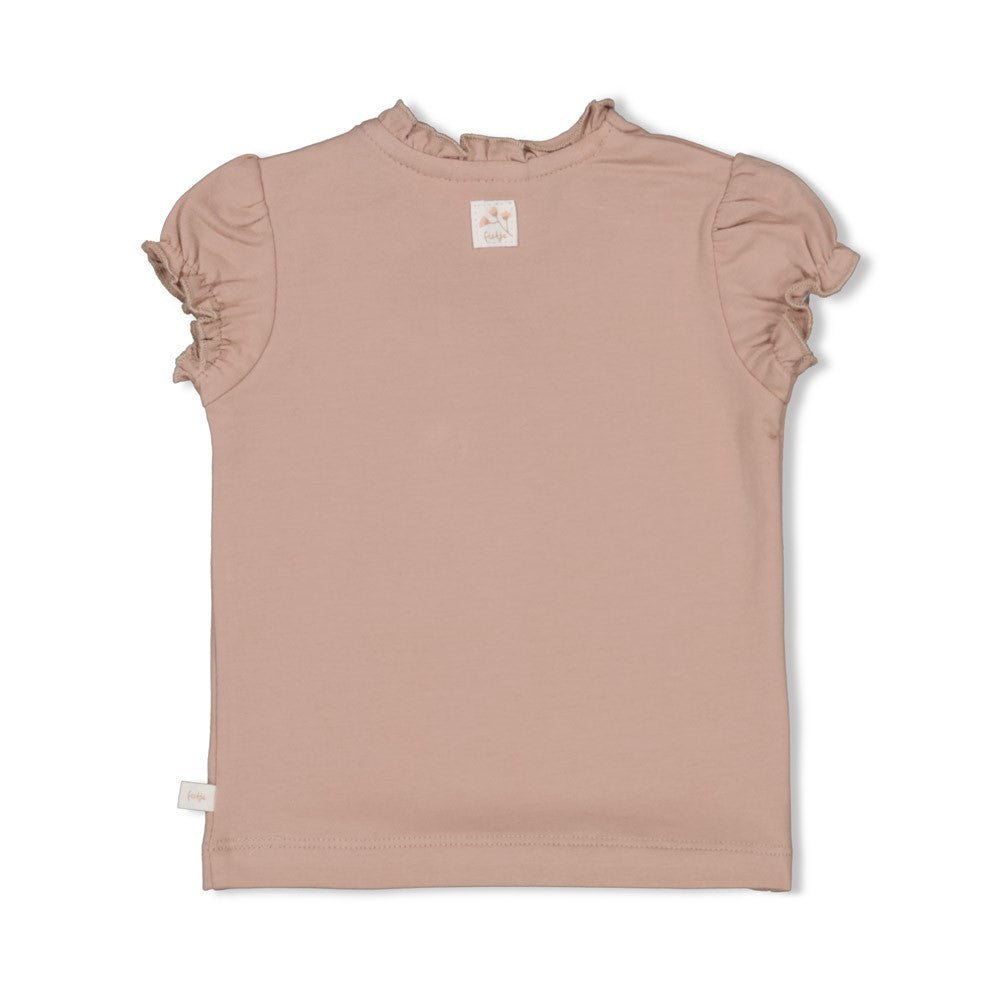 Meisjes T-shirt - Delicate Flower van Feetje in de kleur Taupe in maat 62.