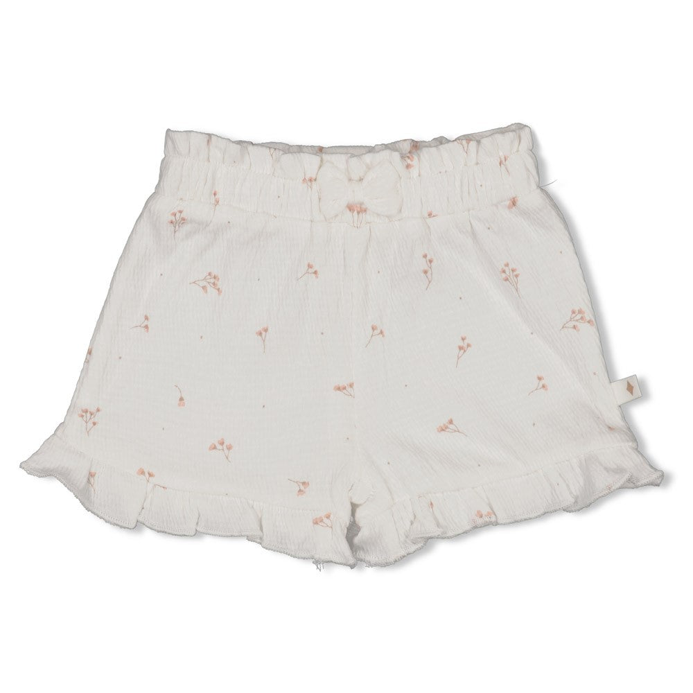 Meisjes Short crinkle ruches AOP - Delicate Flower van Feetje in de kleur Offwhite in maat 62.