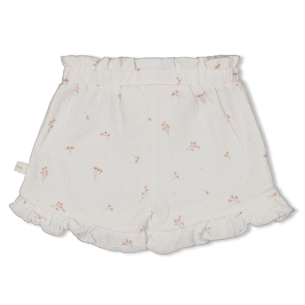 Meisjes Short crinkle ruches AOP - Delicate Flower van Feetje in de kleur Offwhite in maat 62.