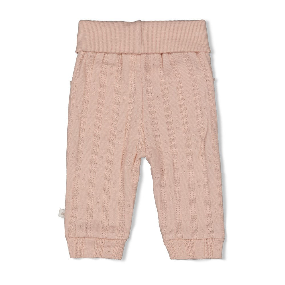 Meisjes Broek pointelle rib - Delicate Flower van Feetje in de kleur l.Roze in maat 62.