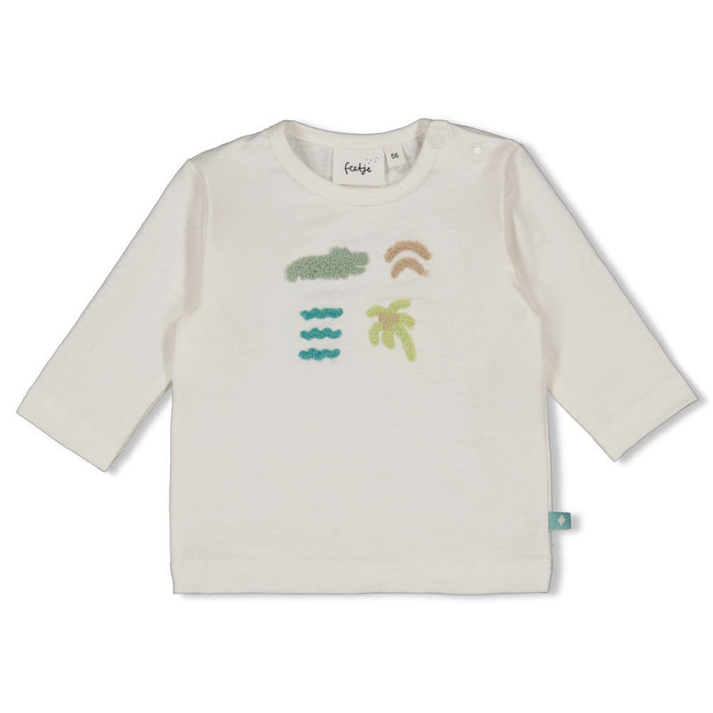 Jongens Longsleeve - You Croc my World van Feetje in de kleur Offwhite in maat 86.