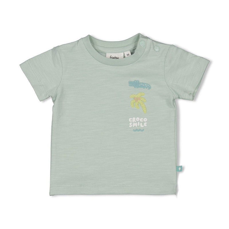 Jongens T-shirt - You Croc my World van Feetje in de kleur Mint in maat 86.