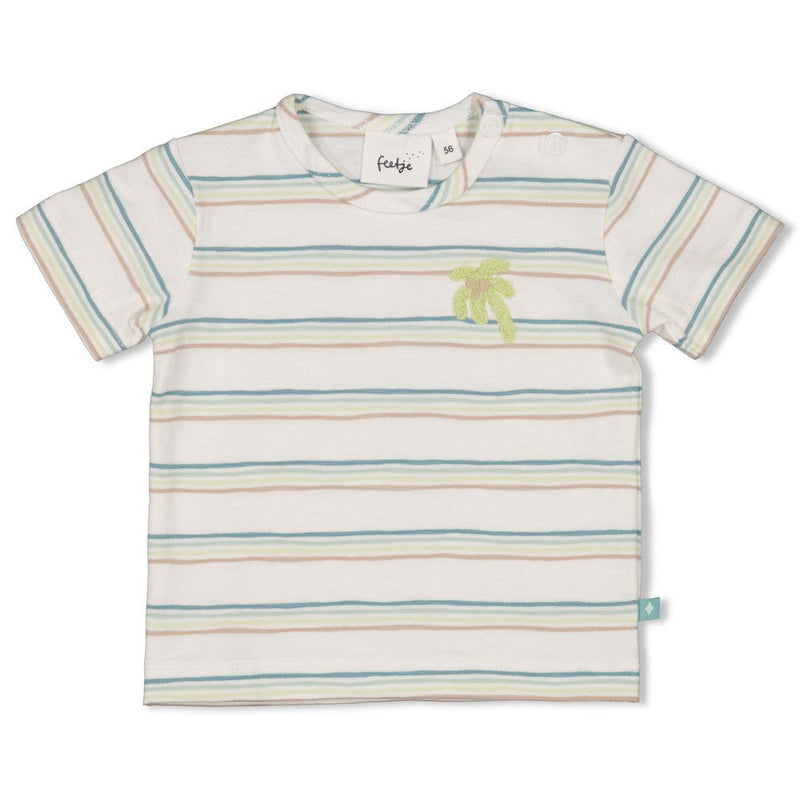 Jongens T-shirt streep - You Croc my World van Feetje in de kleur Offwhite in maat 86.