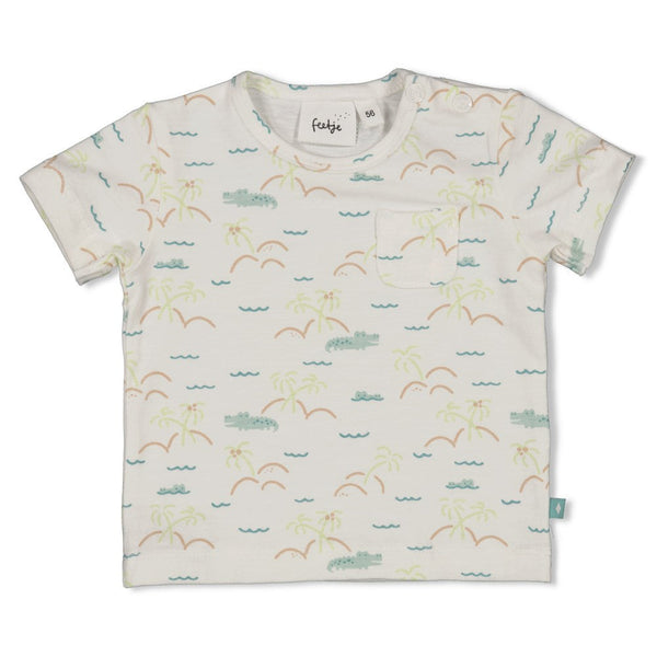 Jongens T-shirt AOP - You Croc my World van Feetje in de kleur Offwhite in maat 86.