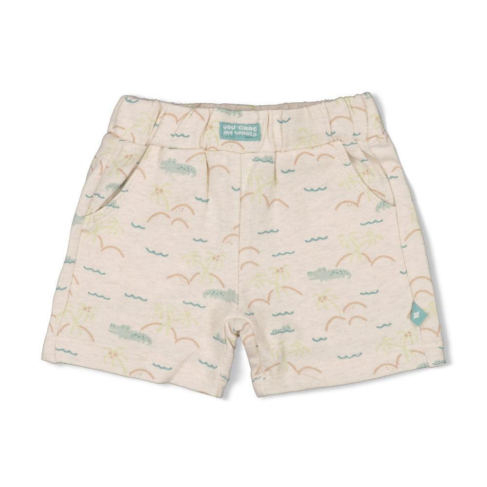 Jongens Short AOP - You Croc my World van Feetje in de kleur Offwhite melange in maat 86.