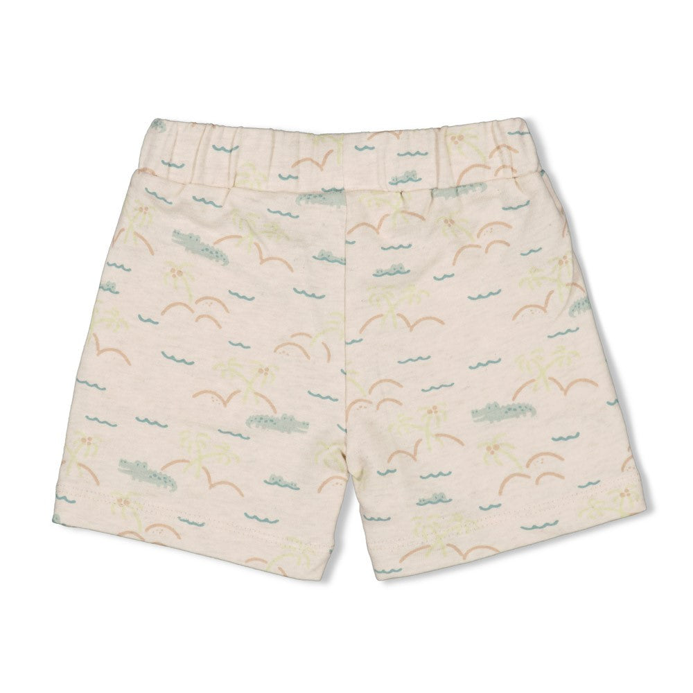 Jongens Short AOP - You Croc my World van Feetje in de kleur Offwhite melange in maat 86.