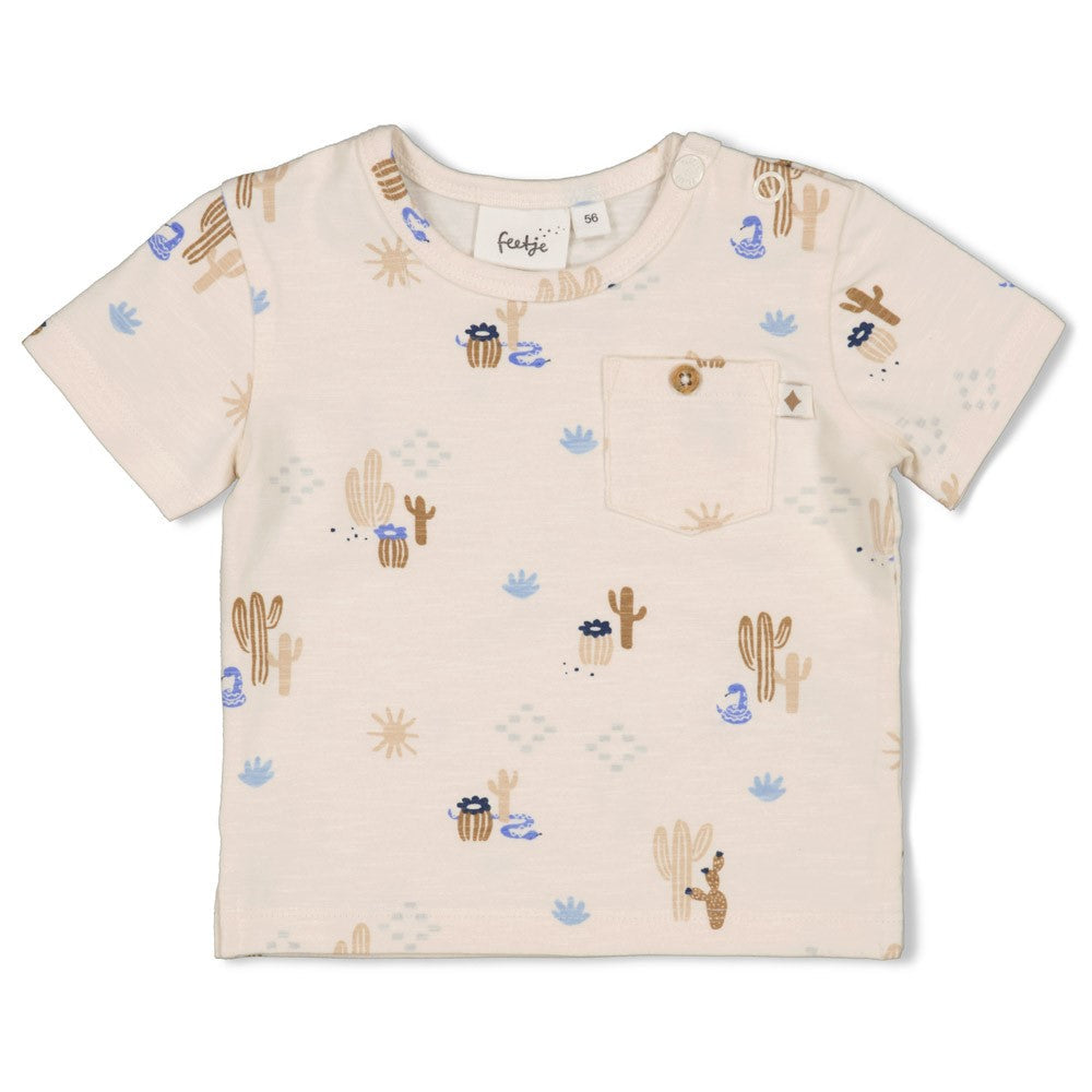 Jongens T-shirt AOP - Sssiesta van Feetje in de kleur Offwhite in maat 86.