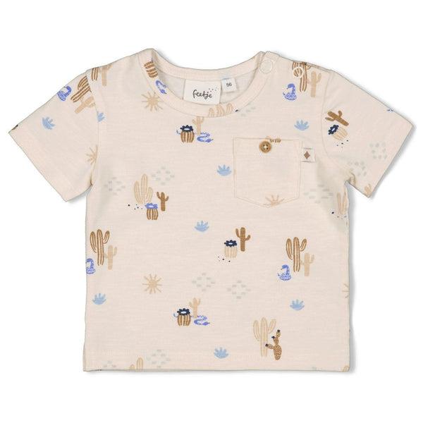 Jongens T-shirt AOP - Sssiesta van Feetje in de kleur Offwhite in maat 86.