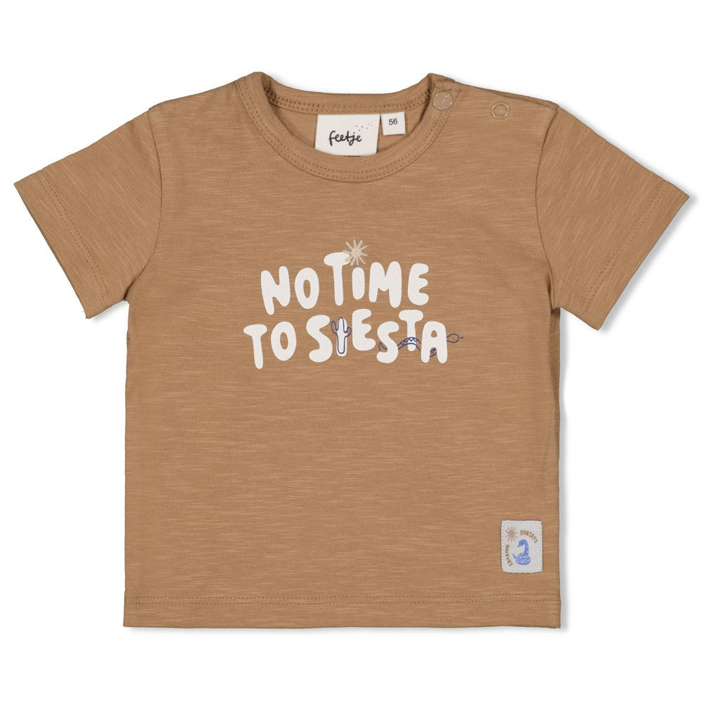 Jongens T-shirt - Sssiesta van Feetje in de kleur Camel in maat 86.