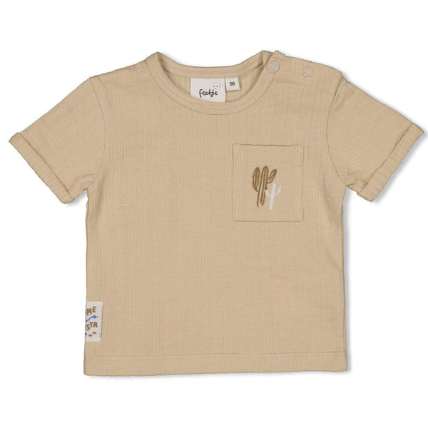 Jongens T-shirt - Sssiesta van Feetje in de kleur Zand in maat 86.