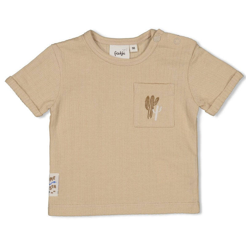 Jongens T-shirt - Sssiesta van Feetje in de kleur Zand in maat 86.