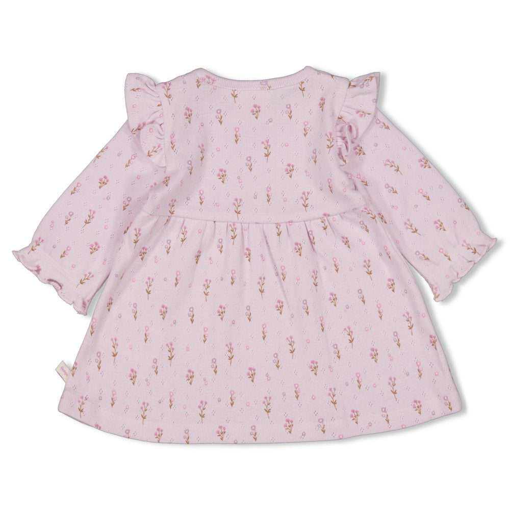 Meisjes Jurk pointelle rib AOP - Flower Ranch van Feetje in de kleur Lila in maat 86.
