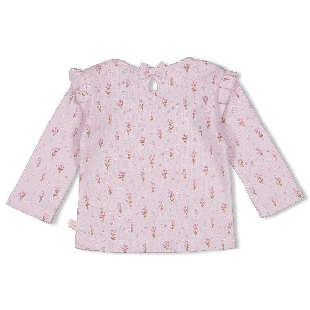 Meisjes Longsleeve pointelle rib AOP - Flower Ranch van Feetje in de kleur Lila in maat 86.
