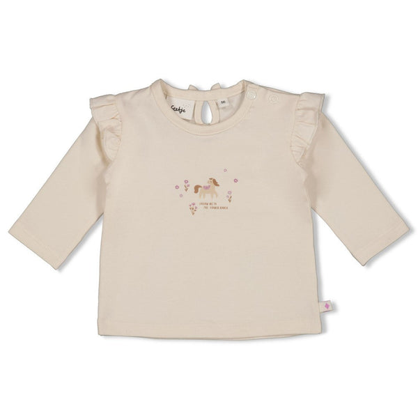 Meisjes Longsleeve - Flower Ranch van Feetje in de kleur Offwhite in maat 86.