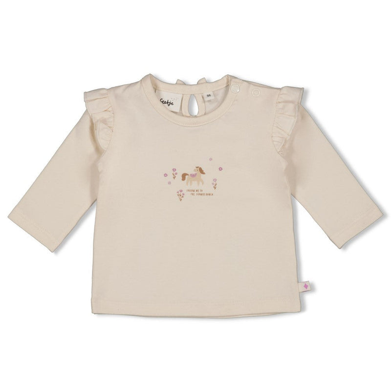Meisjes Longsleeve - Flower Ranch van Feetje in de kleur Offwhite in maat 86.