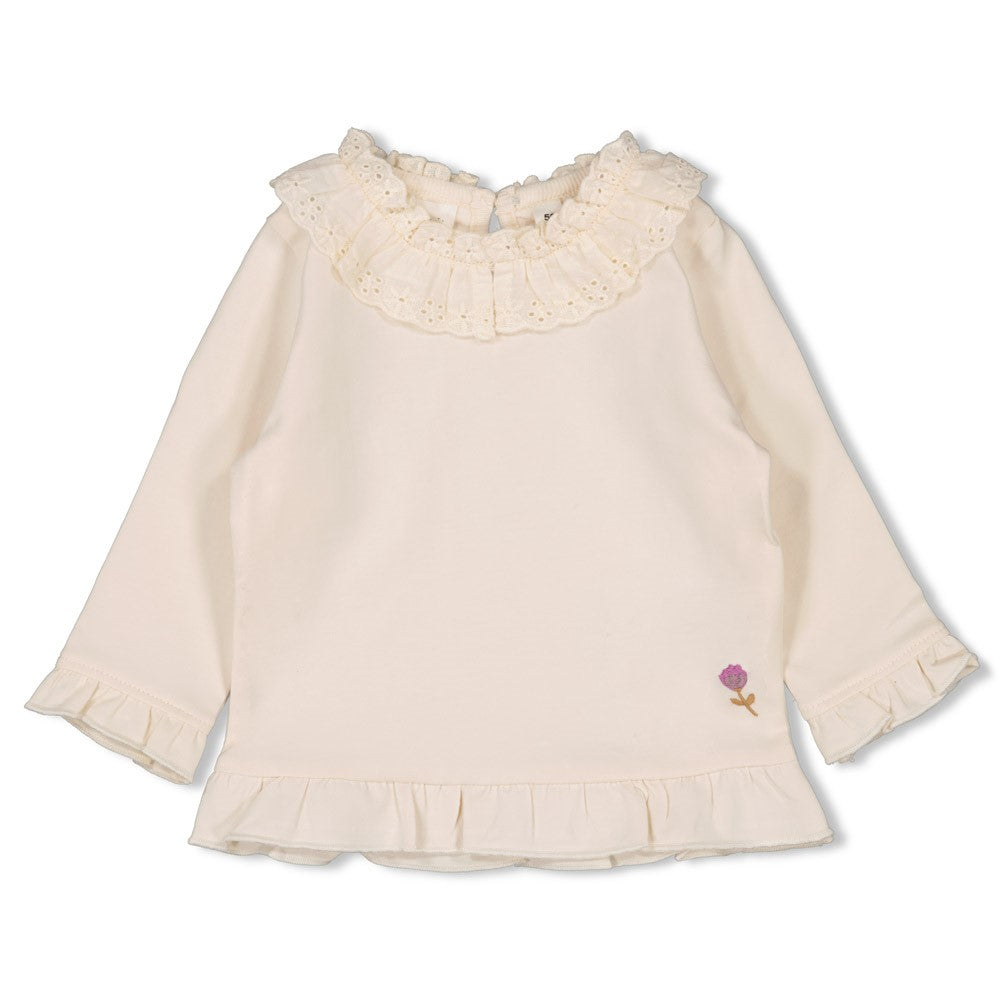 Meisjes Longsleeve met kraag - Flower Ranch van Feetje in de kleur Offwhite in maat 86.