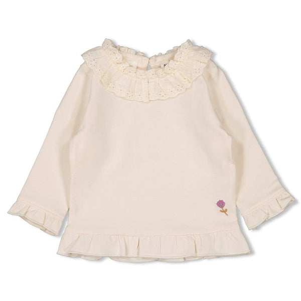Meisjes Longsleeve met kraag - Flower Ranch van Feetje in de kleur Offwhite in maat 86.