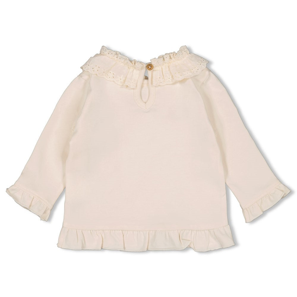 Meisjes Longsleeve met kraag - Flower Ranch van Feetje in de kleur Offwhite in maat 86.