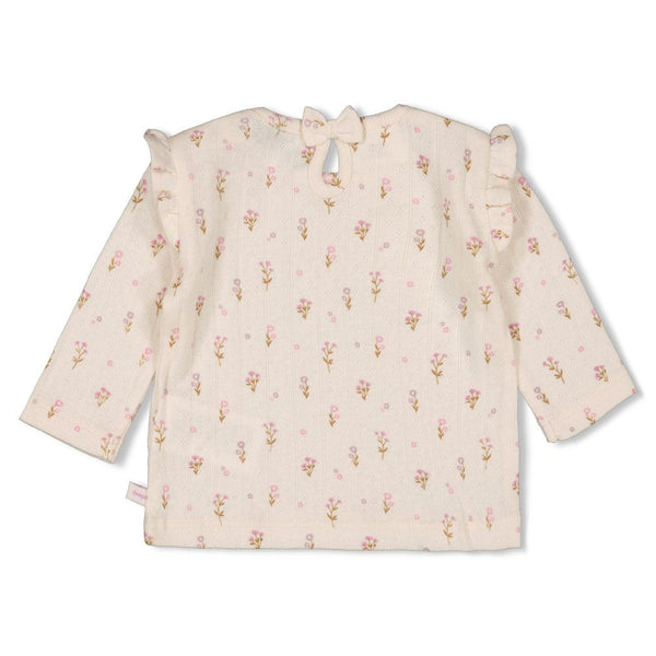 Meisjes Longsleeve pointelle rib AOP - Flower Ranch van Feetje in de kleur Offwhite in maat 86.