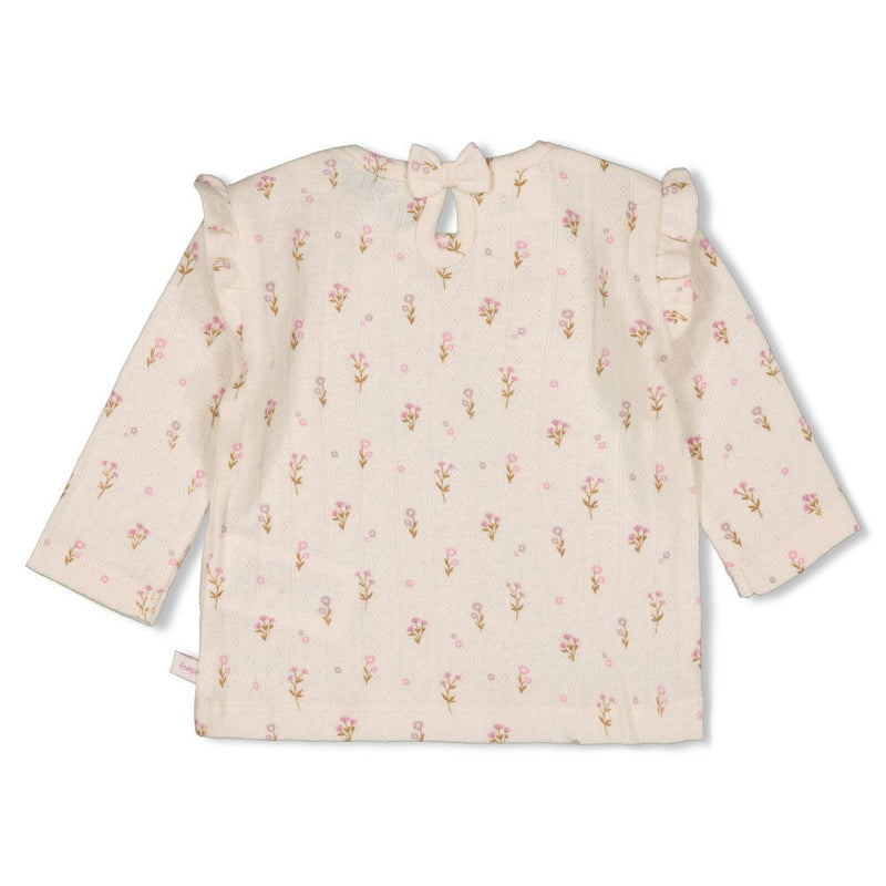 Meisjes Longsleeve pointelle rib AOP - Flower Ranch van Feetje in de kleur Offwhite in maat 86.
