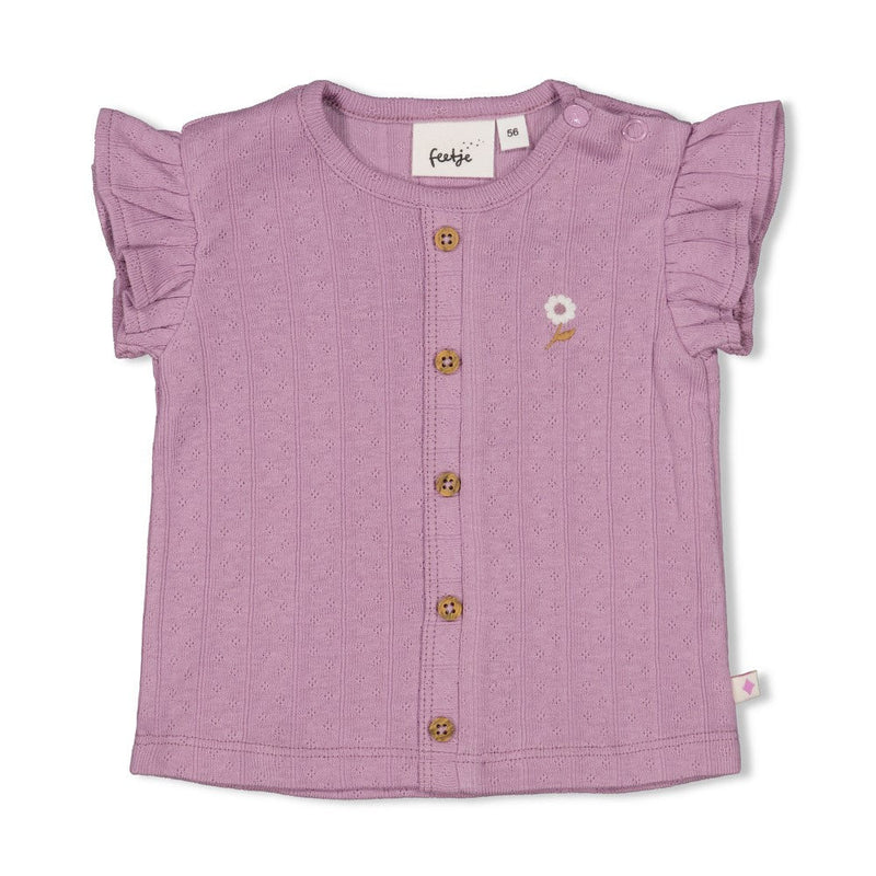 Meisjes Top pointelle rib - Flower Ranch van Feetje in de kleur Violet in maat 86.