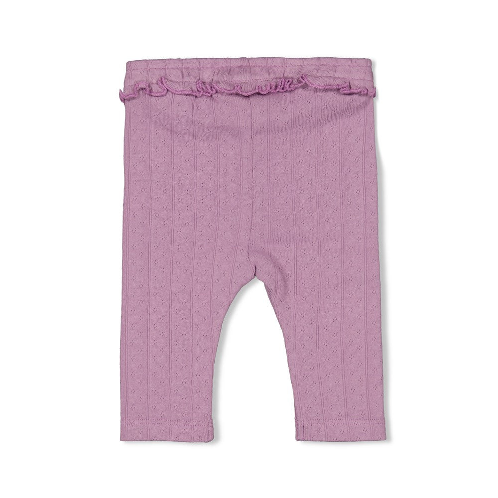 Meisjes Legging pointelle rib - Flower Ranch van Feetje in de kleur Violet in maat 86.