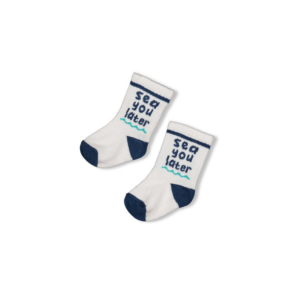 Jongens Sokken - Seaside Happiness van Feetje in de kleur Offwhite in maat 56-62.
