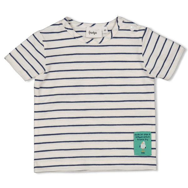 Jongens T-shirt streep - Seaside Happiness van Feetje in de kleur Offwhite in maat 86.